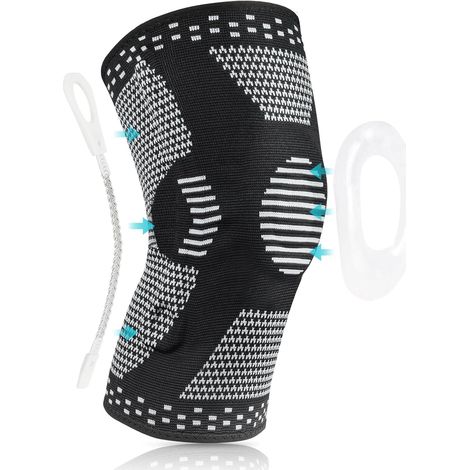 Genouillère de Sport, Genouillère Compression avec Stabilisateurs Latéraux et Coussinets en Gel, Genouillère Rotulienne et Ligamentaire, Rotule-Genouillère Sport pour les Douleurs au Genou (1/5)