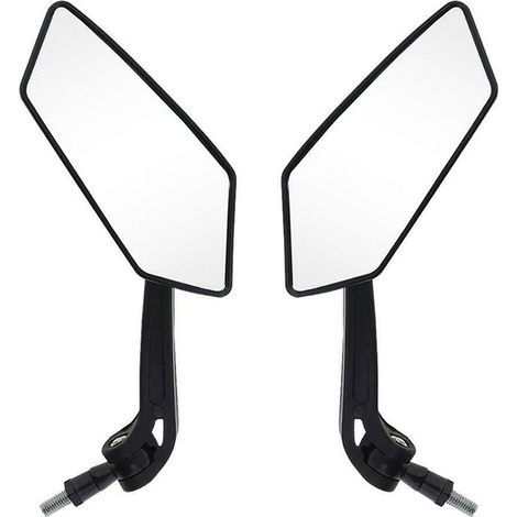 SHINING HOUSE Rétroviseur, Universal Acrylique Plastique ABS Moto Rétroviseurs Fit Sport Cruiser Choppers Vélo-Noir