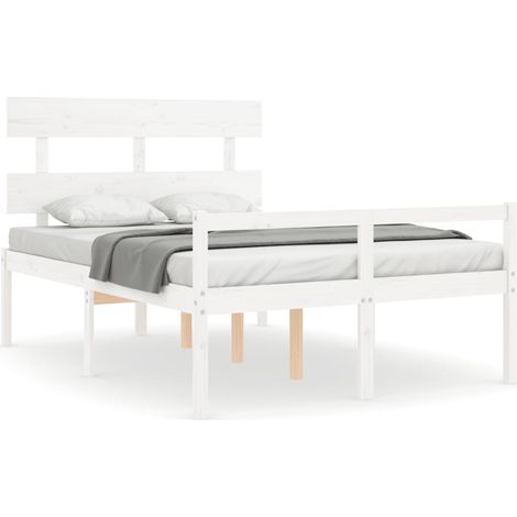 Lit pour personne âgée et tête de lit petit double bois massif (1/5)