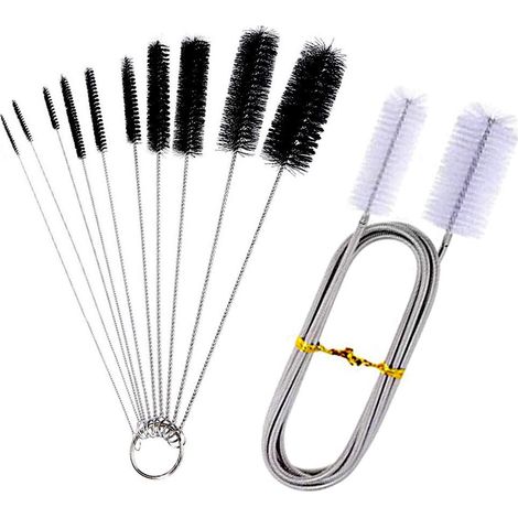 11 Brosse Tuyau, Flexible Double Extrémité 155cm, Acier Inoxydable Nylon, Pour Aquarium Cuisine Bouteille