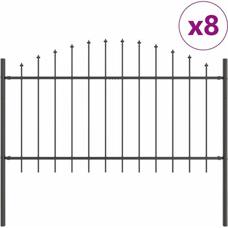 Maison Exclusive - Gartenzaun 8 pcs Grau 170 x 140 cm Pulverbesch