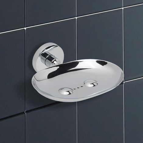Portasapone autoadesivo in metallo, da parete – design moderno, non richiede foratura – adatto per bagni/docce/cucine (per sapone o spugne). (1/2)