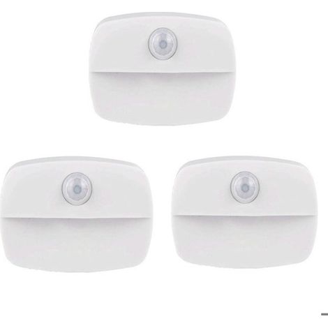 Set mit 3 LED-Nachtlichtern mit Bewegungsmelder, batteriebetriebene, kabellose Wandleuchte für Treppenhäuser und Flure,
