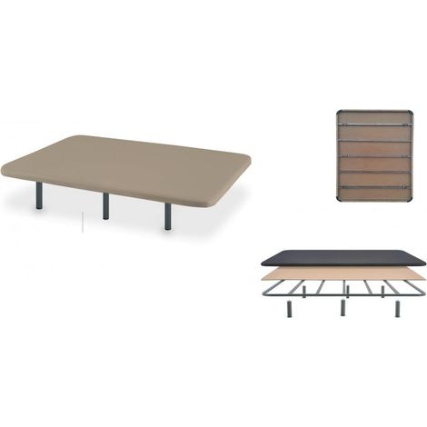 Base tapizada Montreal 135*180 BEIGE en 3D Super reforzada con 7 barras transversales y sistema antirruido
