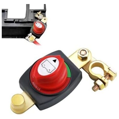 Pair Coupe Circuit Batterie 12V/24V/48V, Réglable 180°Coupe Circuit Batterie Voiture, Top Post Coupe-Batterie, Commutateur de Déconnexion de Batterie, pour Voiture, Bateau, Camion, Moto (1/5)