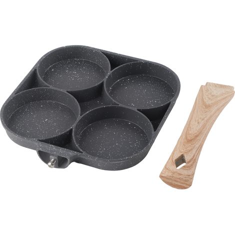 Poêle à frire 4 trous antiadhésif en pierre médicale, fond plat pour œufs, omelettes et hamburgers (1/5)