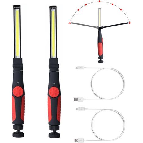 Highsam – Baladeuse de chantier 15W 700 lumens rechargeable – Batterie 3000mAh – Base magnétique et lumière rotative 140° – Pour chantiers humides (1/5)