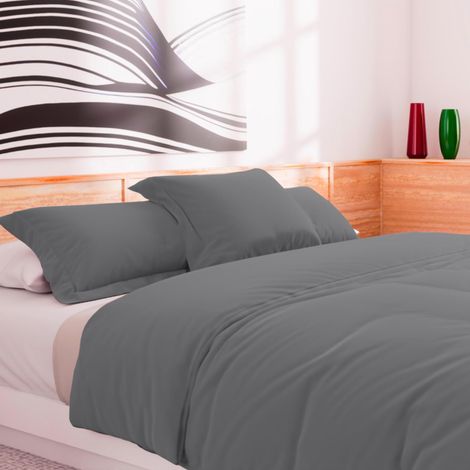 Housse de Couette en Coton 57 Fils 240x220 cm UNI Gris (1/3)