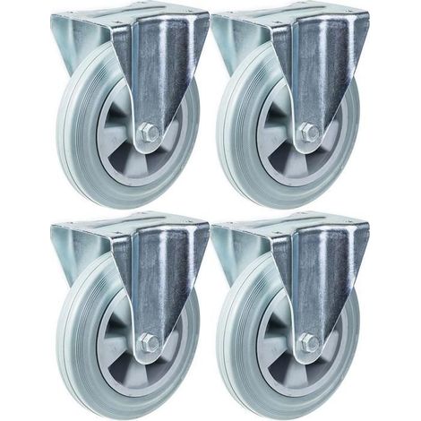 Gummiräder - Castor - 200 mm - Packung mit 4 - Tragfähigkeit 820 kg - Fest