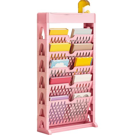Bücherregal, Aufbewahrungsregal, kleines Bücherregal, Bücherschrank mit großem Fassungsvermögen, leicht zugänglich, für Wohnzimmer und Schlafzimmer, einreihig, 5-lagig, rosa (1/5)