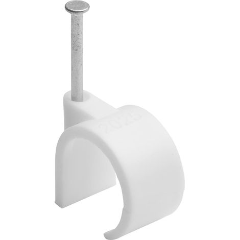 Attache câble - Attache fil électrique - Fixation câble électrique - Fixation et raccordement du câble - Serre câble - Clou de Fixation - Attache Fils Ø 20 A 25 Mm Blanc Sachet De 50 - 700416 (1/4)