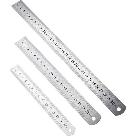 3 pcs Règle en Acier Inoxydable,Règle de Mesure en acier Inoxydable à échelle Double face,Différentes Tailles de Règle en Acier Inoxydable de Précision Robuste GROOFOO (1/5)