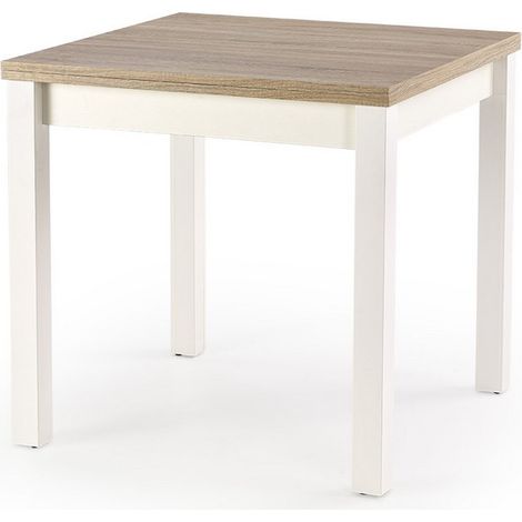 Table carrée bois et blanc avec rallonge Salta (1/3)
