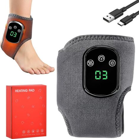 Masseur Pieds 3 En 1, Massage Pieds Électrique Chauffant, 3 Modes de Vibration et 5 Niveaux de Chauffe, Masseur de Cheville, Portable et Rechargeable, Aide à Détendre et Relaxer les Pieds (1/5)