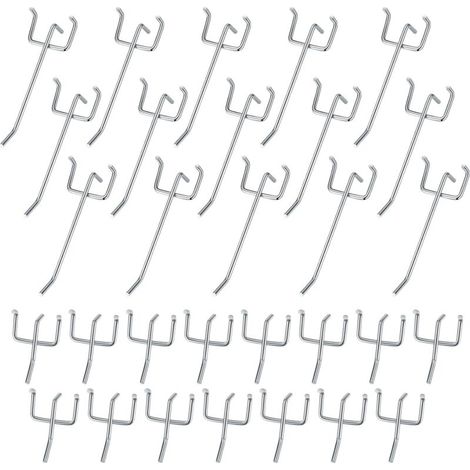 30 ganci per pannello forato, ganci per porte e pareti, ganci da parete per organizzare attrezzi, banchi da lavoro e scaffali - 10 cm/5 cm