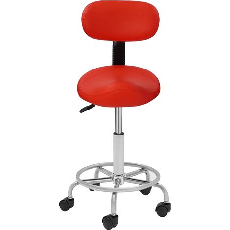 Taburete de trabajo, altura regulable, giro de 360°, rojo. (1/2)