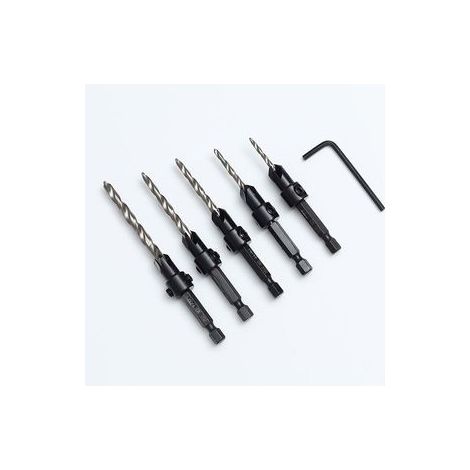 2 sets de 5 fraises à chambrer HSS impériales – Foret conique pour vis tête fraisée – Travail du bois et métaux tendres (1/5)