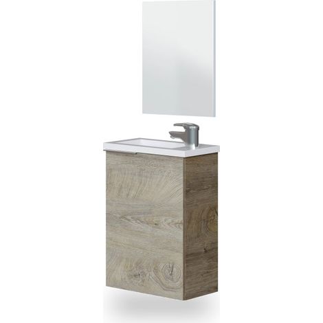Mueble de baño con espejo Sense 1 puerta Roble Alaska (ancho) x 58cm (alto) (1/5)