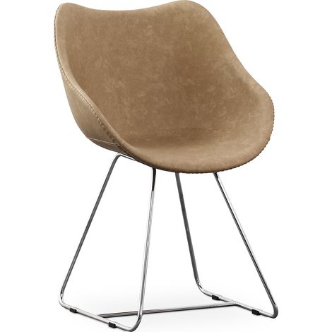 Sedia da pranzo con braccioli - Similpelle - PU - Stylix - Nero - Clun Beige
