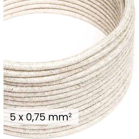 Creative-Cables The Original DALI Fabric Power Cable 5x0,75 mm² (1 m, Natural Neutral RN01)