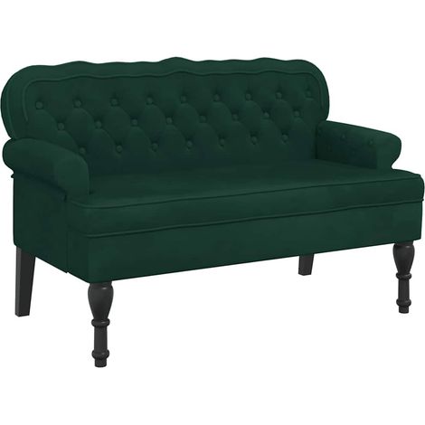 Banc avec dossier vert foncé 119,5x64,5x75 cm velours CFW858635 (1/5)