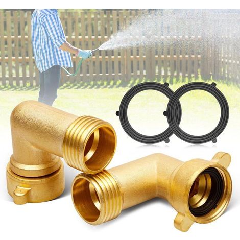 Raccord coudé 90° pour tuyau d’arrosage, laiton, filetage 3/4", pivotant avec 4 joints anti-fuite (1/5)