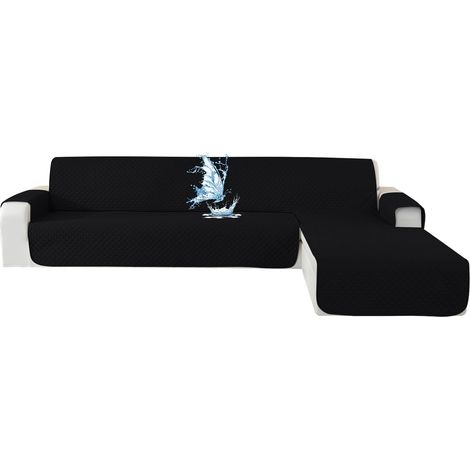 Waterproof 3-Seater Corner Sofa Cover, Reversible Left/Right Corner Sofa Cover, Non-Slip, for Dogs and Cats, Black (1/5)