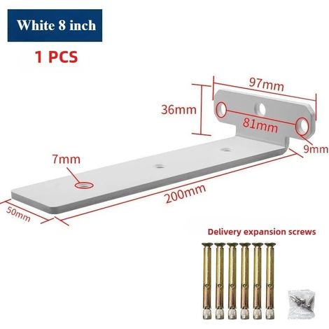 (Blanc 20 cm x 20 cm) 1 support trépied suspendu, capacité de charge de 200 kg, support d'étagère murale, fixation murale invisible, étagère de rangement pour cloison (1/5)