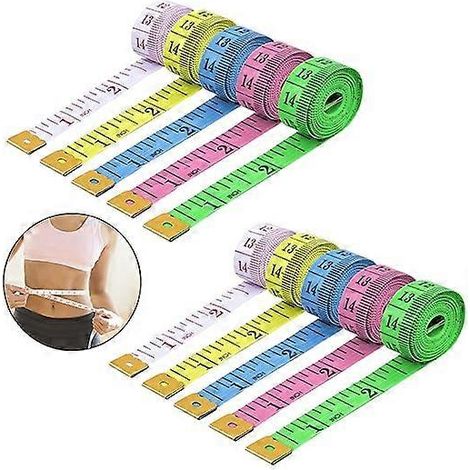 Lot de 10 mètres ruban souples de 1,5 m (60 pouces), mètres ruban double face pour couturières, mètres ruban pour le corps, mètres ruban de couture, règle double pour tissus (1/5)
