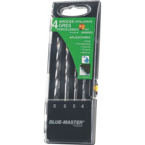 Brocas profesionales porcelánico ø4-5-6-8mm, juego 4 piezas