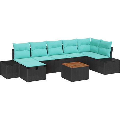 Garden Sofa Set 8 pcs Black Poly rattan vidaXL (1/5)