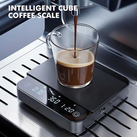 Bilancia da caffè con timer automatico, ricaricabile tramite USB, precisione 0,1 g, capacità massima 2 kg, mini bilancia da cucina di precisione con sensore di gravità per caffè espresso e caffè. (1/5)