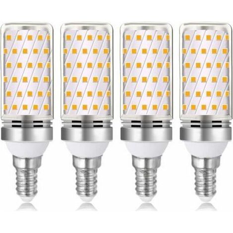 Juego de 4 bombillas LED E14 de 16 W, luz blanca cálida, 3000 K, 1600 lm, equivalente a una lámpara halógena E14 de 100 W y 120 W, CA 230 V, no regulable