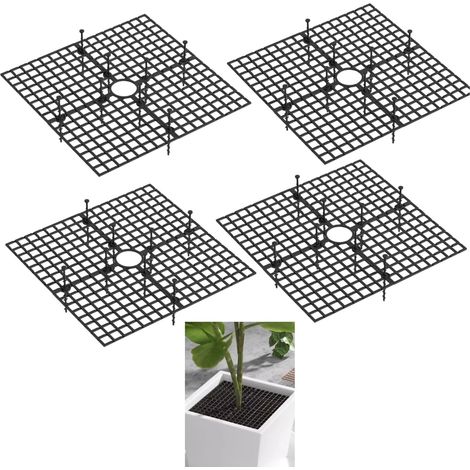 Lot de 4 cache-pots de fleurs de 30 cm avec découpe centrale pour plantes (noir) (1/5)