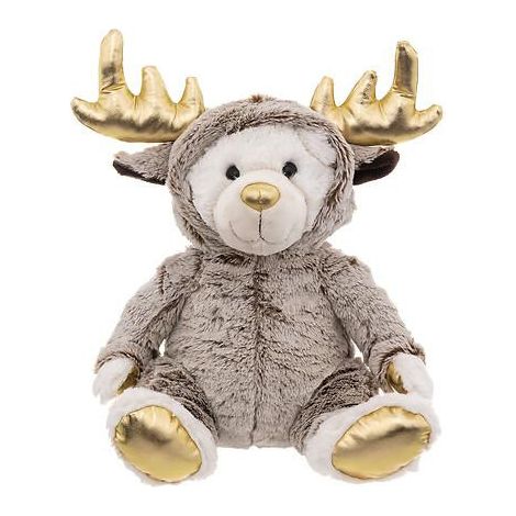 Plüsch TEDDYBÄR-RENTIER 28cm BRAUN mit goldenen Elementen