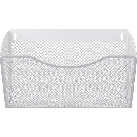 Organiseur mural maille, porte documents A4, rangement bureau blanc, support courrier fichiers papiers maison travail (1/5)