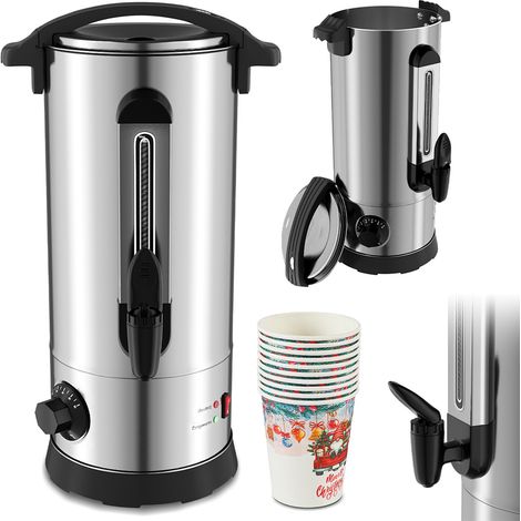 Wolketon Distributeur de boissons chaudes 8 L, 1500 W, cuve inox 304, thermostat, maintien au chaud, robinet et bac égouttoir (1/5)