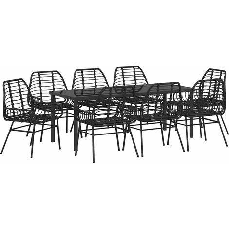 Maison Exclusive - Set da Pranzo per Giardino 9 pcs Nero polyrattan