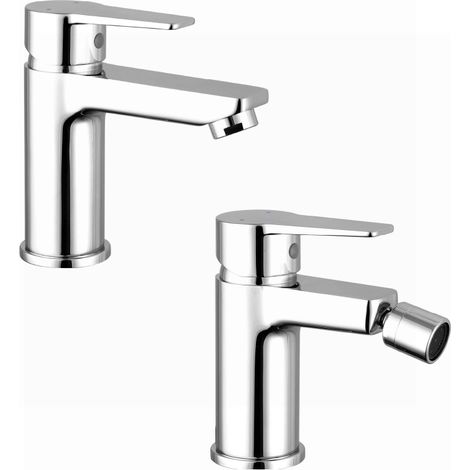 Coppia miscelatori Lavabo Bidet senza Scarico in Ottone Cromato Mod. Jane (1/3)