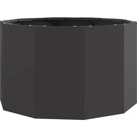 Jardinière ronde extérieure moderne facile à assembler 60 x 60 x 35 cm en acier noir (1/5)
