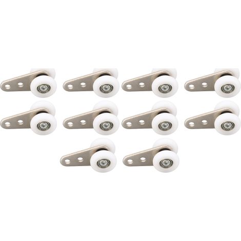 Lot de 10 Roulettes Nylon 23mm avec Support Inox pour Porte Coulissante et Fenêtre - Galets de Suspension Blancs (1/5)