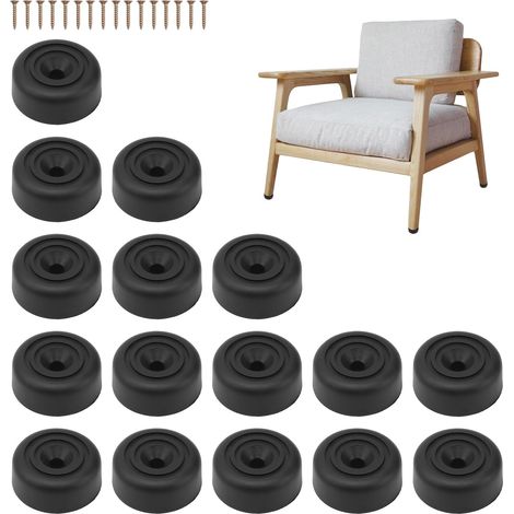 Rehausseur Meuble, 16 Pièces Rehausseur Pied de Chaise, 33 X 13 mm, PP Pieds D'armoire, avec 16 Vis, Convient pour Canapés, Chaises, Tables Basses, Meubles TV, Tiroirs, Tables de Chevet (1/5)