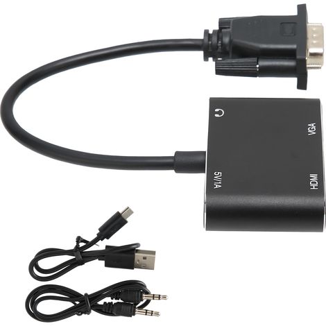 Adaptateur VGA Mâle vers HDMI Femelle avec Câble Audio Intégré (1/5)