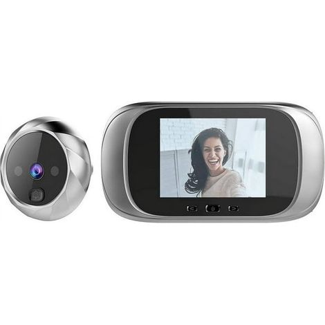 digital peephole, 2.8 inch TFT LCD screen peephole peephole camera with high pixel count with night vision, wide angle take photos doorbell security camera 20B08307 (silver) (1/5)