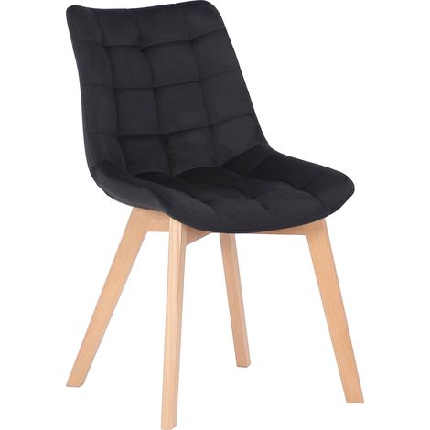 Sedia da sala da pranzo x1 rivestimento generoso in base in legno di velluto nero 100002087