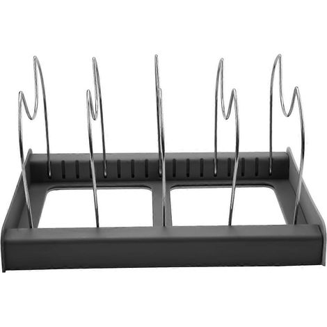 Organisateur de casseroles extensible inox, 7 compartiments, support pour poêles et couvercles (1/5)