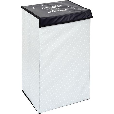 Panier à Linge Pliable "Garçon" 58cm Noir & Blanc (1/5)