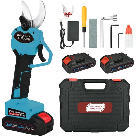 Sécateur électrique sans fil 40 mm, 2x3000 mAh, lame SK5, sécurité Coupe 40 mm 2 batteries 3000 mAh lame SK5 antirouille double verrouillage 1 kg, une main verger/vigne/haies (1/5)