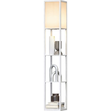 Lampe sur pied en bois avec étagères 26x26x160 cm
