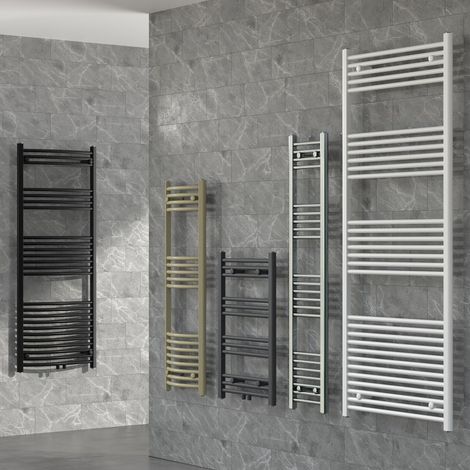 LuxeBath Radiador toallero de baño Sahara 400x800 mm antracita recto con conexión lateral, calefactor moderno, calentador secador de toallas calefacción estufa de pared para aseo con kit de montaje (1/5)